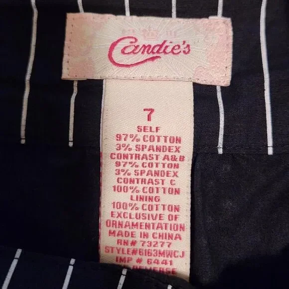 Vintage Y2k Candie's black polka-dot pinstriped floral print boho midi skirt - Picture 4 of 4